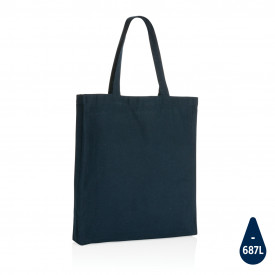 Impact AWARE™ gerecycled katoenen draagtas met bodem 145gr-Donkerblauw