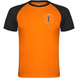 Indianapolis 140 g/m² sportshirt met korte mouwen voor kinderen-Fluor oranje, zwart