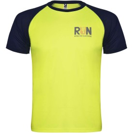 Indianapolis 140 g/m² sportshirt met korte mouwen voor kinderen-Fluorgeel, marineblauw