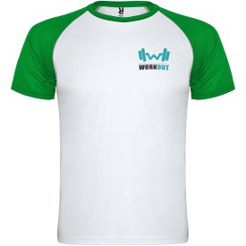 Indianapolis 140 g/m² sportshirt met korte mouwen voor kinderen-Wit, varen groen