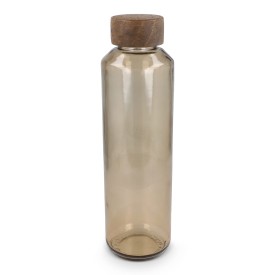 InSideOut Gerecyclede glazen Waterfles ReuuZ met houten dop 650 ml-Transparant / bruin