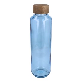 InSideOut Gerecyclede glazen Waterfles ReuuZ met houten dop 650 ml-Transparant licht blauw