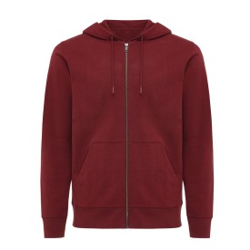 Iqoniq Abisko gerecycled katoen hoodie met rits-Bordeauxrood