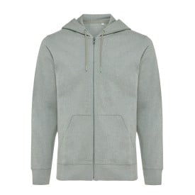 Iqoniq Abisko gerecycled katoen hoodie met rits-Ongeverfd groen