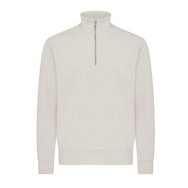 IQONIQ Elgon gerecycled katoen sweater met kwartritssluiting-Ivory white