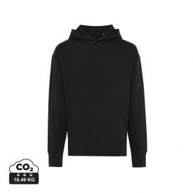 Iqoniq Yoho gerecycled katoen relaxed hoodie-Zwart