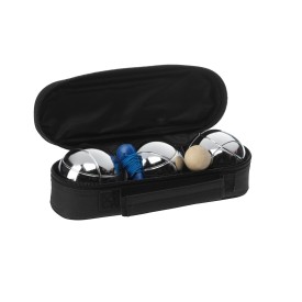 Jeu de boulesset - 3 ballen, houten balletje en meetkoord - verpakt in nylon draagtas