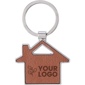Jim huis sleutelhanger - gerecycled leer - 4.8 cm - verpakt in kartonnen sleeve