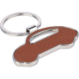 Joan auto sleutelhanger - gerecycled leer - 5.8 cm - verpakt in kartonnen sleeve