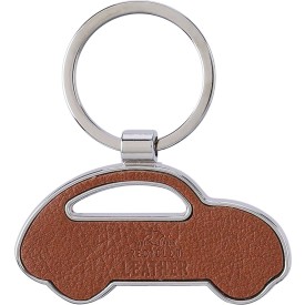 Joan auto sleutelhanger - gerecycled leer - 5.8 cm - verpakt in kartonnen sleeve