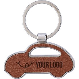 Joan auto sleutelhanger - gerecycled leer - 5.8 cm - verpakt in kartonnen sleeve