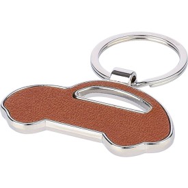 Joan auto sleutelhanger - gerecycled leer - 5.8 cm - verpakt in kartonnen sleeve