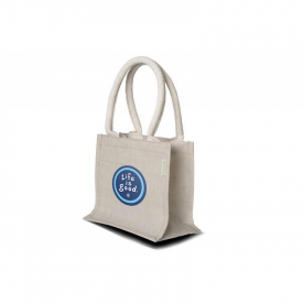 Juco cadautas - jute en katoen - 22 x 20 x 13 cm - gewatteerde katoenen handvaten