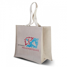Juco draagtas - jute en katoen - 42 x 37 x 20 cm - lange zachte hengsels