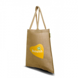Beurstas 42 x 38 cm - jute/katoen - lange gewatteerde katoen hengsels