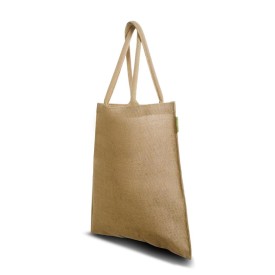 Beurstas 42 x 38 cm - jute/katoen - lange gewatteerde katoen hengsels