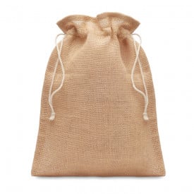 Small geschenkzak 14 x 22 cm - jute - trekkoord sluiting