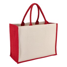 Jute-Katoen Tote OEKO-TEX® 42.5 x 19 x 32cm 320g/m²-Rood