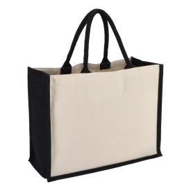 Jute-Katoen Tote OEKO-TEX® 42.5 x 19 x 32cm 320g/m²-Zwart