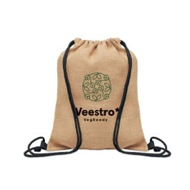 Jute rugzakje met koord-Zwart