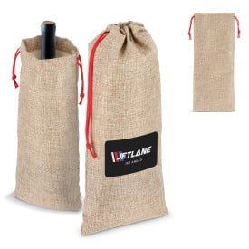 Jute-stijl flessentasje 14 x 34 cm