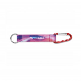 Karabijnhaak met full colour RPET band-Rood