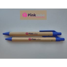 Balpen - karton - blauwe inkt - papieren grip