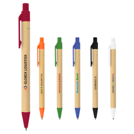 Balpen - karton - blauwe inkt - papieren grip