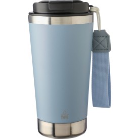 Kayla thermosfles 500ml - gerecycled RVS - dubbelwandig - draagriem