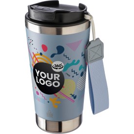 Kayla thermosfles 500ml - gerecycled RVS - dubbelwandig - draagriem