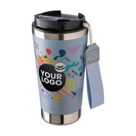 Kayla thermosfles 500ml - gerecycled RVS - dubbelwandig - draagriem