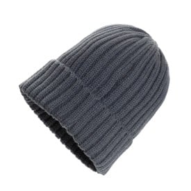 Kennedi AWARE™ beanie - polylana en acryl - brede rib - met omslag