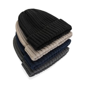 Kennedi AWARE™ beanie - polylana en acryl - brede rib - met omslag