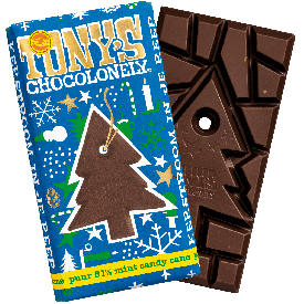 Tony's Chocolonely kerst chocoladereep - 180 gram - puur mint candy cane - gepersonaliseerde wikkel