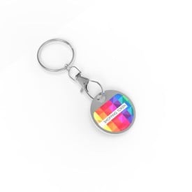 Sleutelhanger - metaal - 8 cm - met winkelwagenmuntje