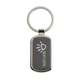 Keytag Rectangle sleutelhanger - metaal - 5.6 cm - zwarte inlay
