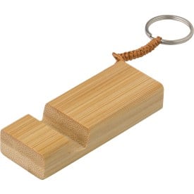 Kian sleutelhanger - bamboe - 8 cm - met telefoonhouder