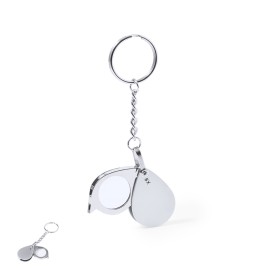 Kitins vergrootglas sleutelhanger - metaal - 8x vergroting - in zwart doosje