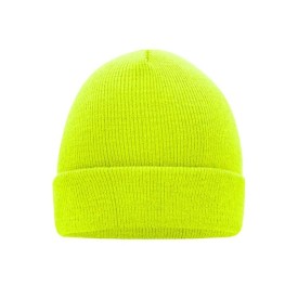 Klasiek gebreide beanie - tweelaags - 100% acryl-Neon geel