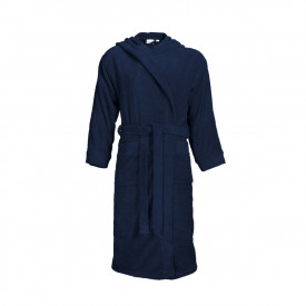 Klassieke badjas met muts-Navy/navy
