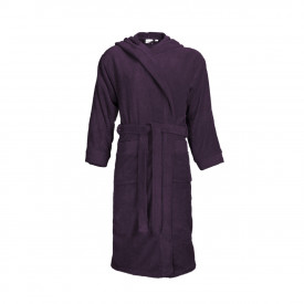 Klassieke badjas met muts-Plum