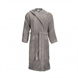 Klassieke badjas met muts-Taupe