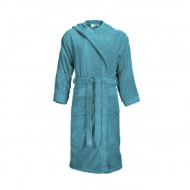 Klassieke badjas met muts-Turquoise
