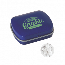Klein blik met ca. 10 gr. extra strong suikervrije `triangle` mints-Donkerblauw