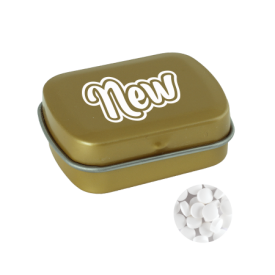 Klein blik met ca. 10 gr. extra strong suikervrije `triangle` mints-Goud