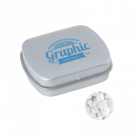 Klein blik met ca. 10 gr. extra strong suikervrije `triangle` mints-Lichtgrijs