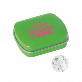 Klein blik met ca. 10 gr. extra strong suikervrije `triangle` mints-Lichtgroen