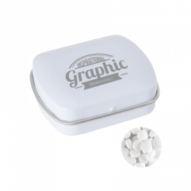Klein blik met ca. 10 gr. extra strong suikervrije `triangle` mints
