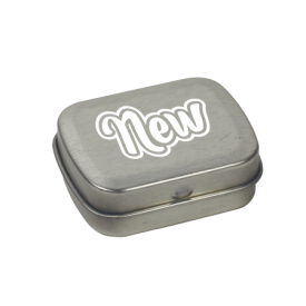 Klein blik met ca. 10 gr. extra strong suikervrije `triangle` mints-Zilver