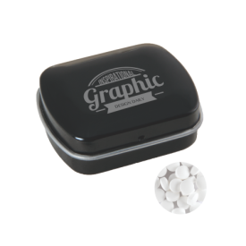 Klein blik met ca. 10 gr. extra strong suikervrije `triangle` mints